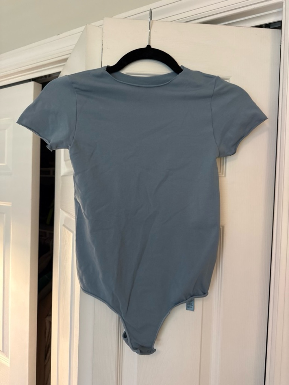 SKIMS Kids Short-Sleeve Bodysuit in Slate Blue